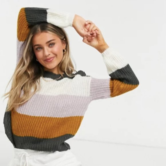 ASOS Sweaters - Asos JDY BADUT Color Block Stripe Ribbed Sweater